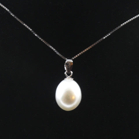 White Freshwater Cultured Pearl Pendant with Sterling Silver 925 8.5-9.0mm