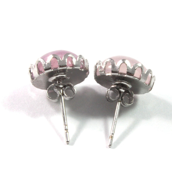 Purple Jade Stud Earrings with Sterling Silver 925