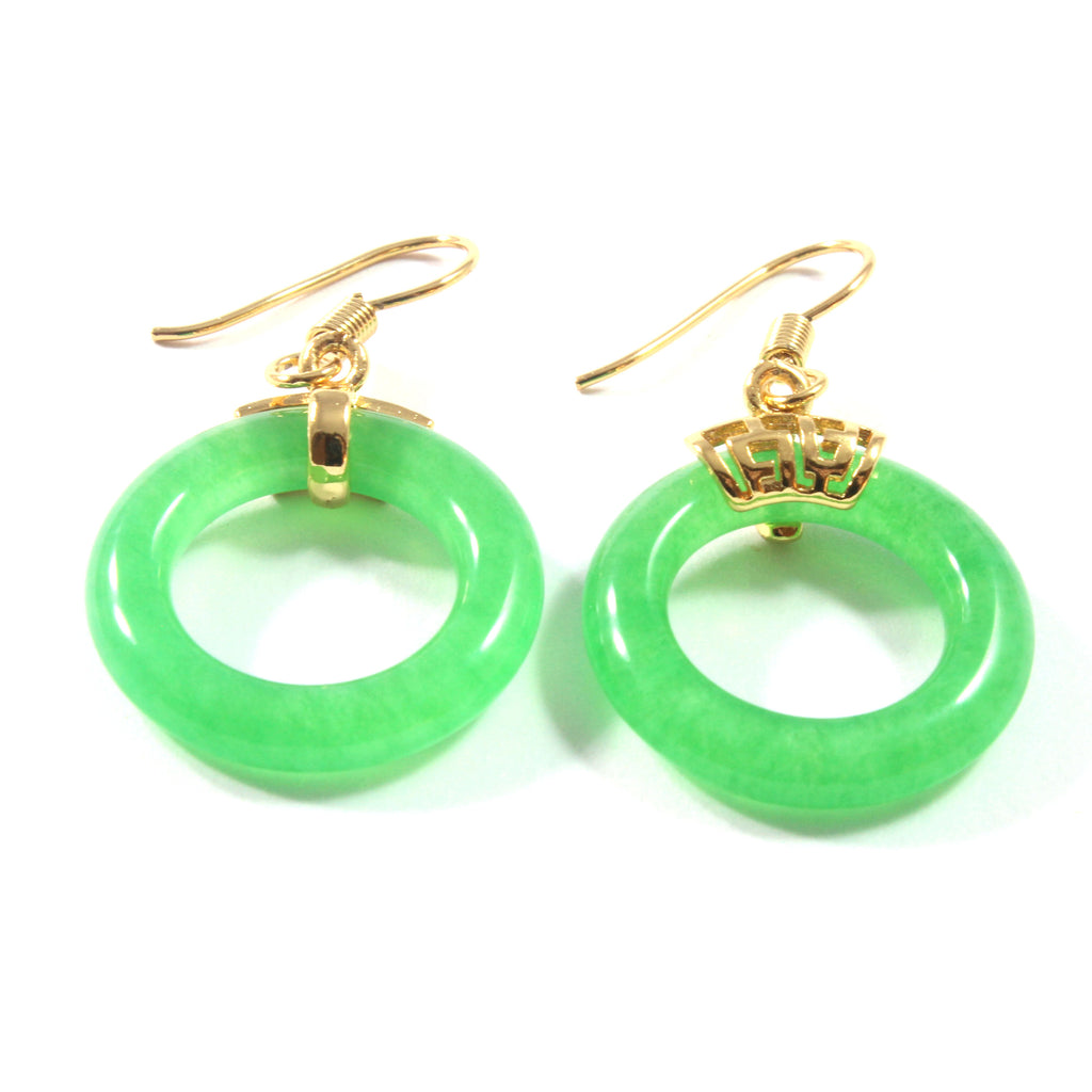 Round Green Jade Drop Earrings