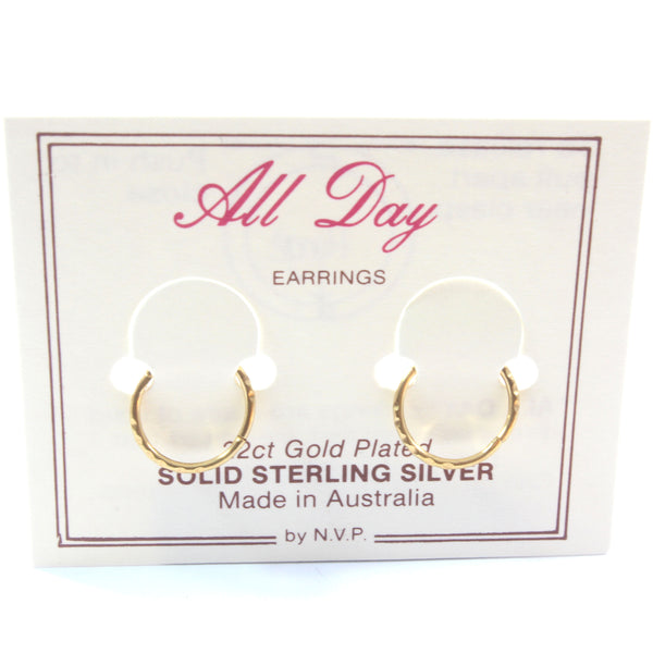 Sleepers Faceted Earrings Sterling Silver 925 Hard Gold Plated