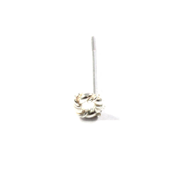 Twisted Circle Straight/Curve/Bone Nose Stud with Sterling Silver 925