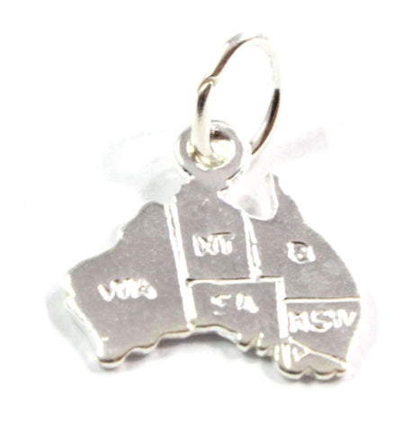 Map Of Australia Charm with Sterling Silver 925