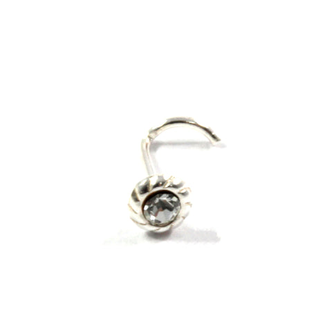 Twisted Stone Curved Nose Stud with Sterling Silver 925