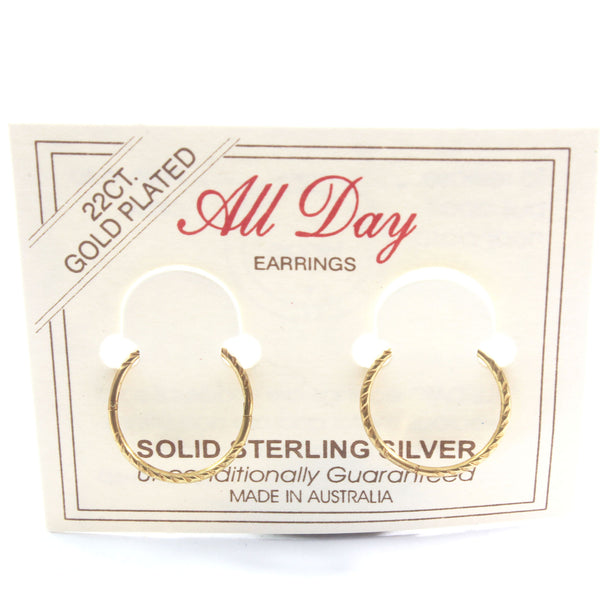 Sleepers Twisted Earrings Sterling Silver 925 Hard Gold Plated