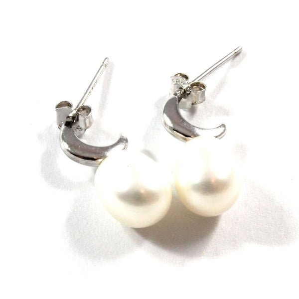 White Freshwater Cultured Pearl Drop Earrings with Sterling Silver 7.5-8.0mm