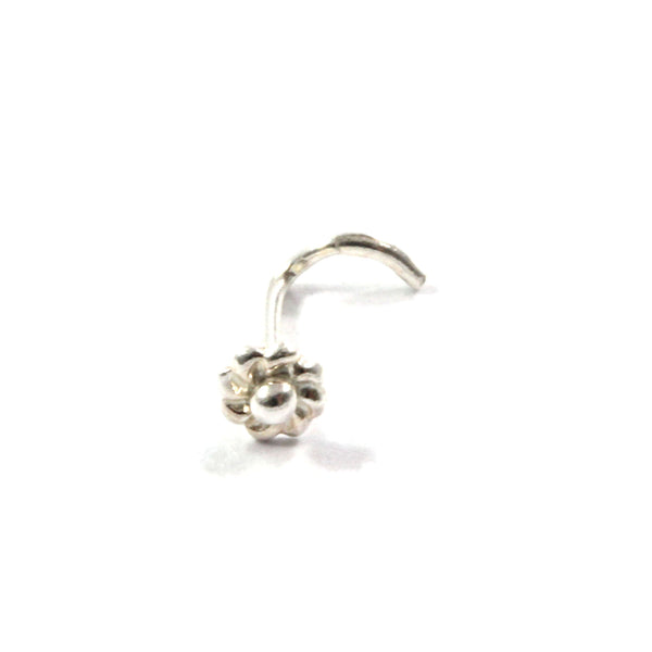 Straight/Curved Twisted Flower Nose Stud with Sterling Silver 925