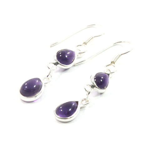 Purple Amethyst Drop Earrings with Sterling Silver 925
