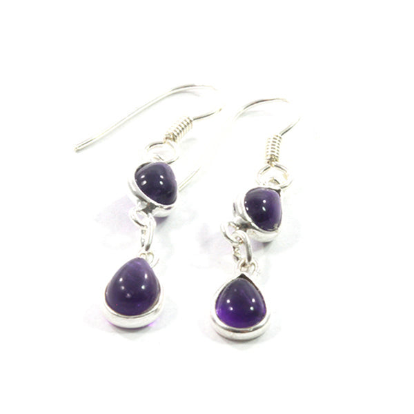 Purple Amethyst Drop Earrings with Sterling Silver 925