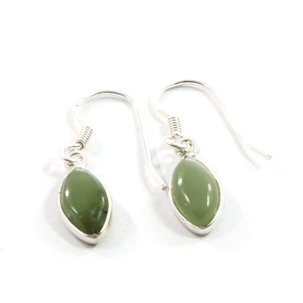Nephrite Marquise Drop Earrings with Sterling Silver