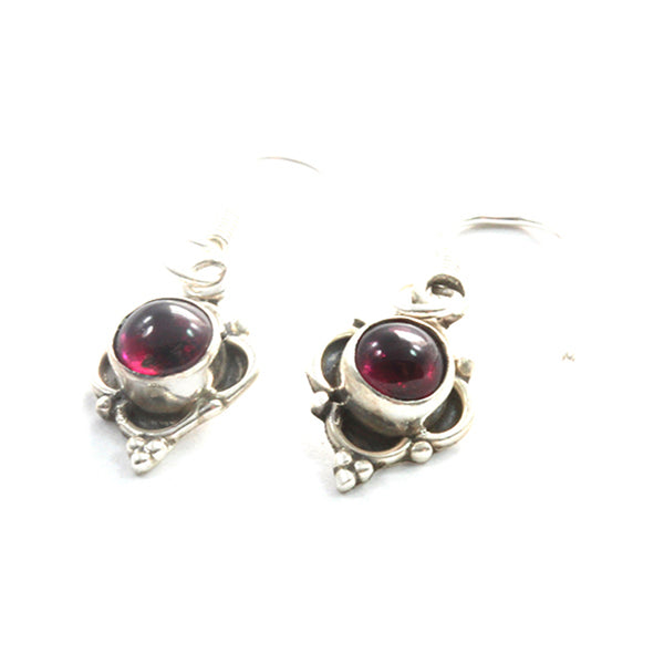 Red Garnet Drop Earrings with Sterling Silver