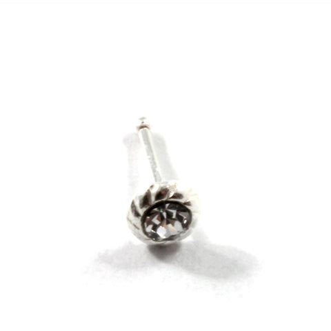 Nose Stud Twisted Stone Silver Bone Sterling Silver 925