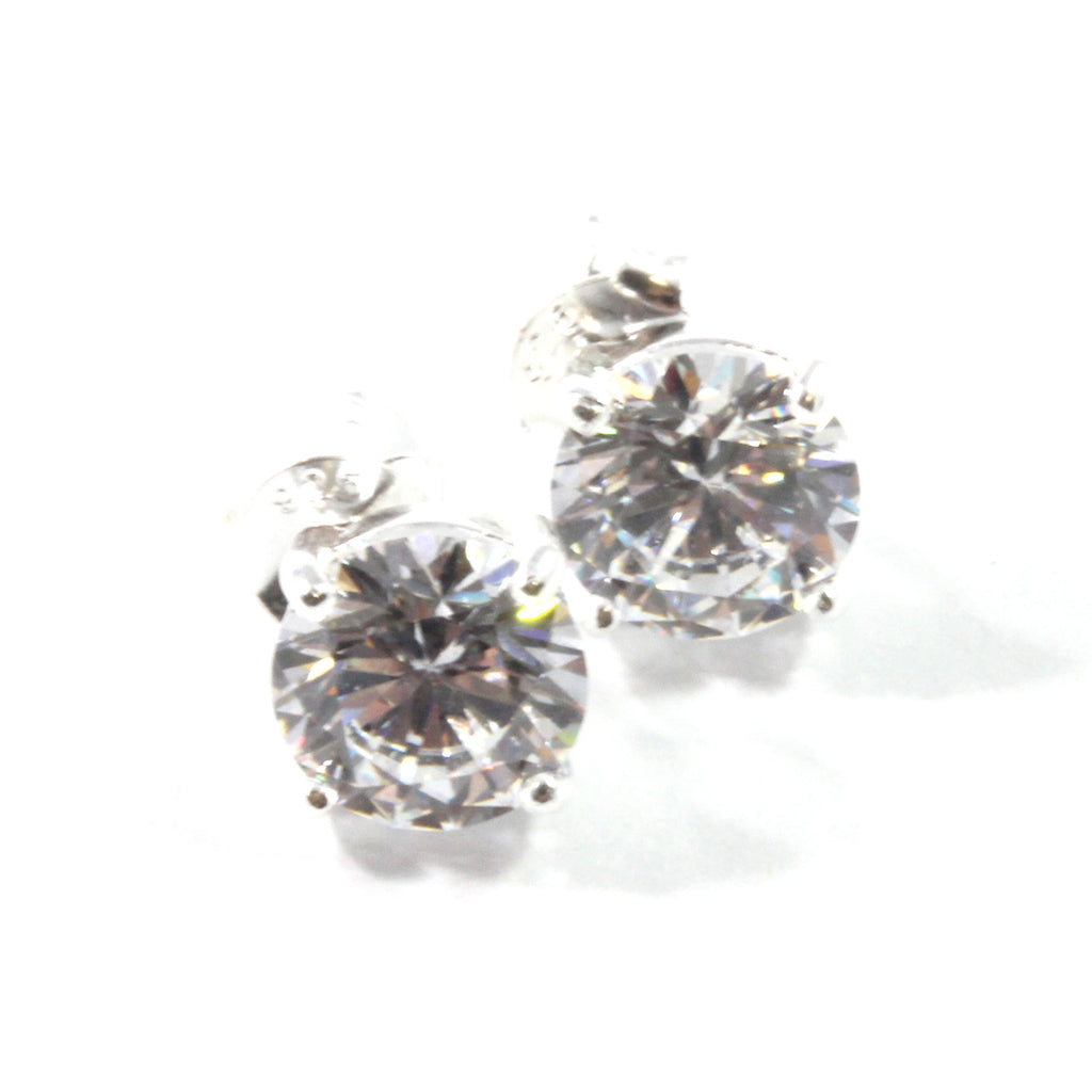 Cubic Zirconia Charming Round Stud Earrings with Sterling Silver 925