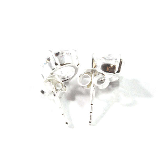Cubic Zirconia Charming Round Stud Earrings with Sterling Silver 925