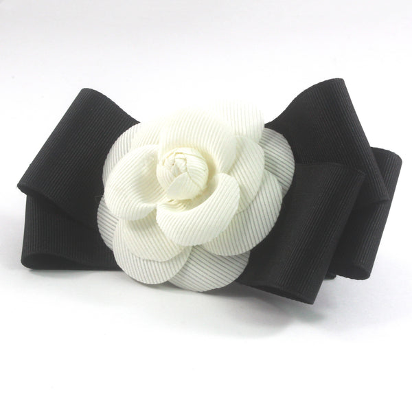 White Flower Bow Hair Clip, Made In Korea