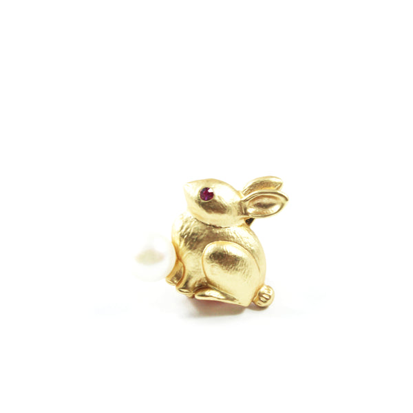 Rabbit Freshwater Cultured Pearl Brooch 6.5-7.0mm