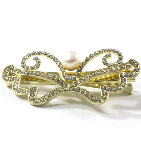White Freshwater Cultured Pearl Butterfly Hair Pin 7.5-8.0mm