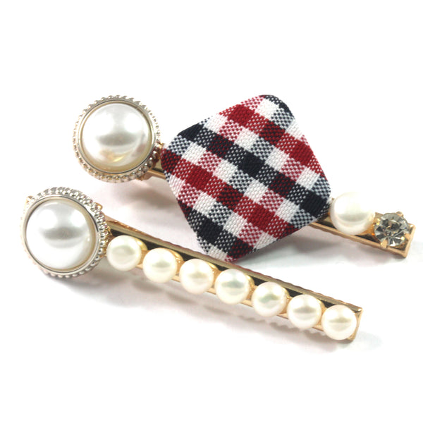 White Freshwater Cultured Pearl Set Hair Pins 7.5-8.0mm