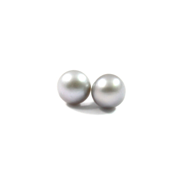 Black/Yellow/Grey Freshwater Cultured Pearl Stud Earrings with Sterling Silver 8.5-9.0mm