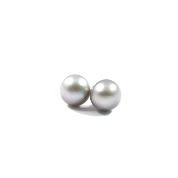 Black/Yellow/Grey Freshwater Cultured Pearl Stud Earrings with Sterling Silver 8.5-9.0mm