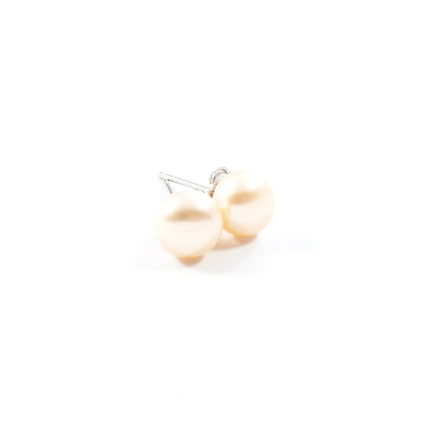 White/Pink/Orange Freshwater Cultured Pearl Stud Earrings with Sterling  Silver 1 pair 7.5-8.0mm