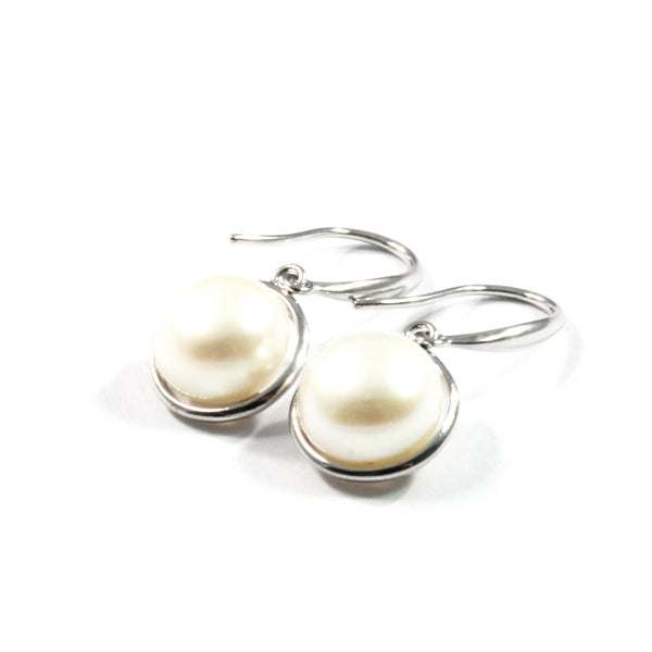 White Freshwater Cultured Pearl with Sterling Silver 9.0-9.5mm