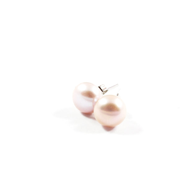 White/Pink/Orange Freshwater Cultured Pearl Stud Earrings with Sterling  Silver 1 pair 8.5-9.0mm