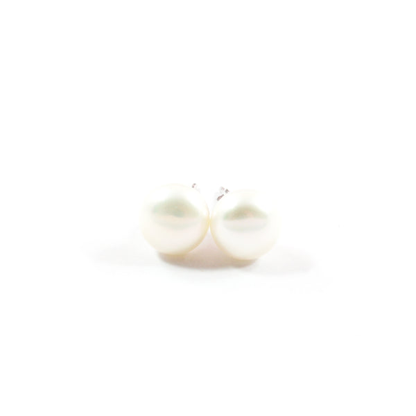 White/Pink/Orange Freshwater Cultured Pearl Stud Earrings with Sterling  Silver 1 pair 8.5-9.0mm