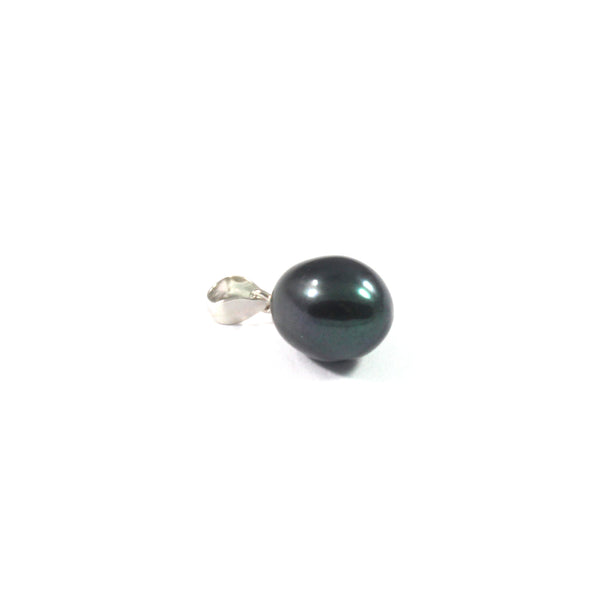 Black Freshwater Cultured Pearl Pendant with Sterling Silver 925 8.5-9.0mm