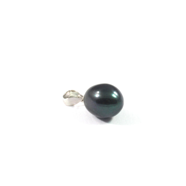 Black Freshwater Cultured Pearl Pendant with Sterling Silver 925 8.5-9.0mm