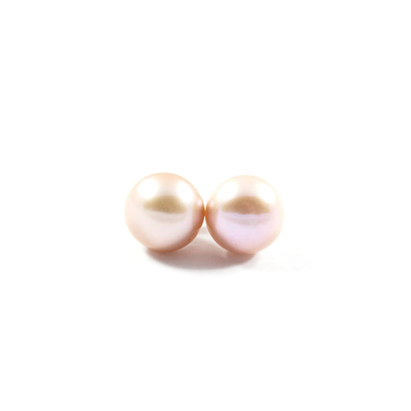 White/Pink/Orange Freshwater Cultured Pearl Stud Earrings with Sterling  Silver 1 pair 9.5-10.0mm