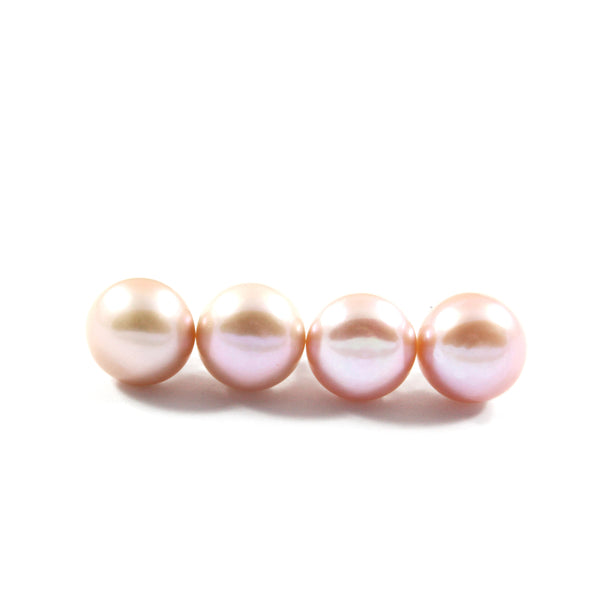 White/Pink/Orange Freshwater Cultured Pearl Stud Earrings with Sterling Silver 2 pairs 9.5-10.0mm