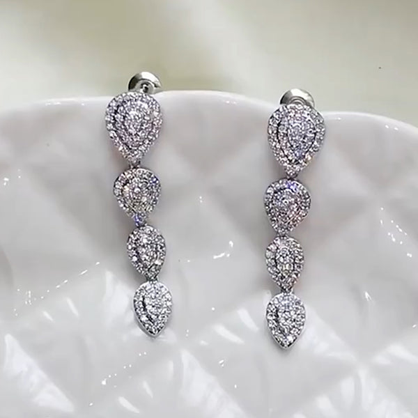 Korean Style Cubic Zirconia Wedding Earrings, Bridal Earrings, Bridesmaid Earrings