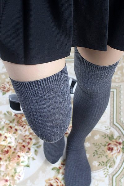 Winter Stripe Over Knee High Socks, Her Socks, Cute Long Socks
